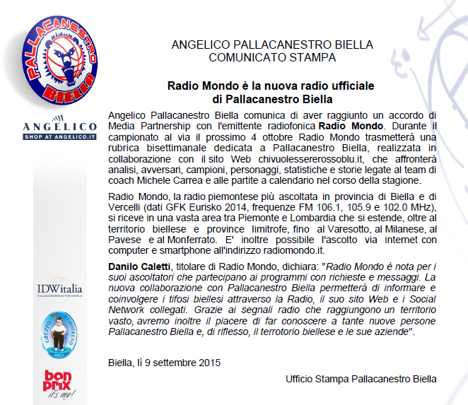 Radio Ufficiale di Angelico Pallacanestro Biella